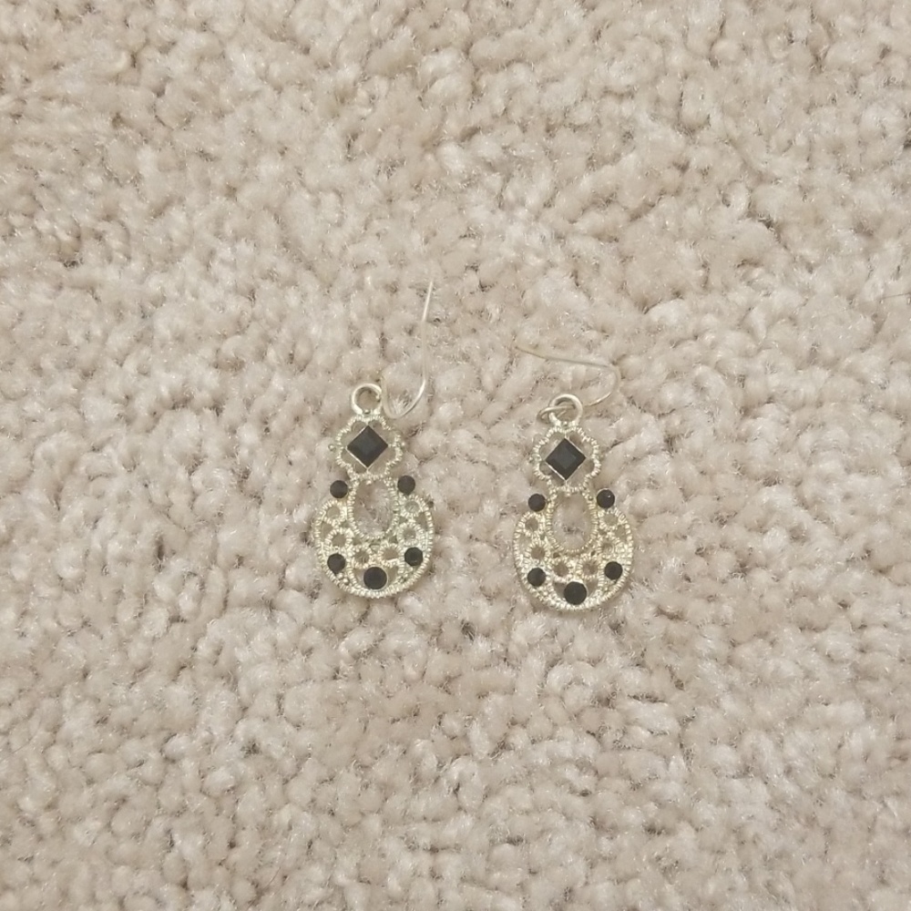 Black jeweled earrings